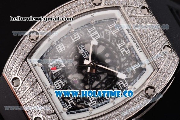 Richard Mille RM010 Miyota 9015 Automatic Steel/Diamonds Case with Skeleton Dial and White Inner Bezel - Click Image to Close